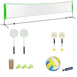 SPORTNOW Set de Bádminton de 7 Piezas y Red con Soporte Negro y Verde