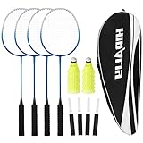 HIRALIY Juego de 4 Raquetas de bádminton para Juegos de Patio al Aire Libre, Incluye 4...