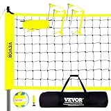 VEVOR Red de Voleibol Portátil de PE, Poste de Acero, Altura Ajustable, Kit de Red de Voleibol...