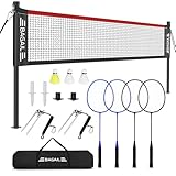 BAGAIL Juego de Bádminton para Exterior - Tamaño Oficial 20 pies x 5 pies, 4 Raquetas, 3...